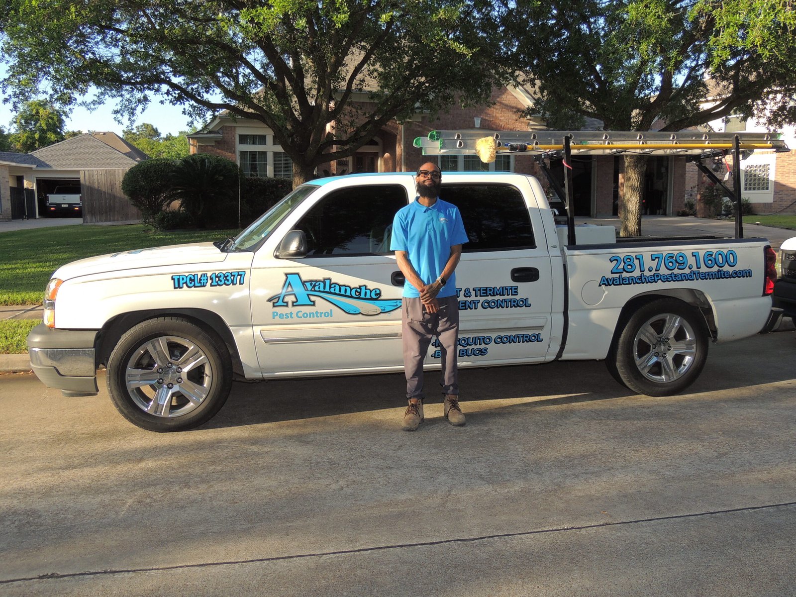 Branch Manger Thomas with the truck scaled